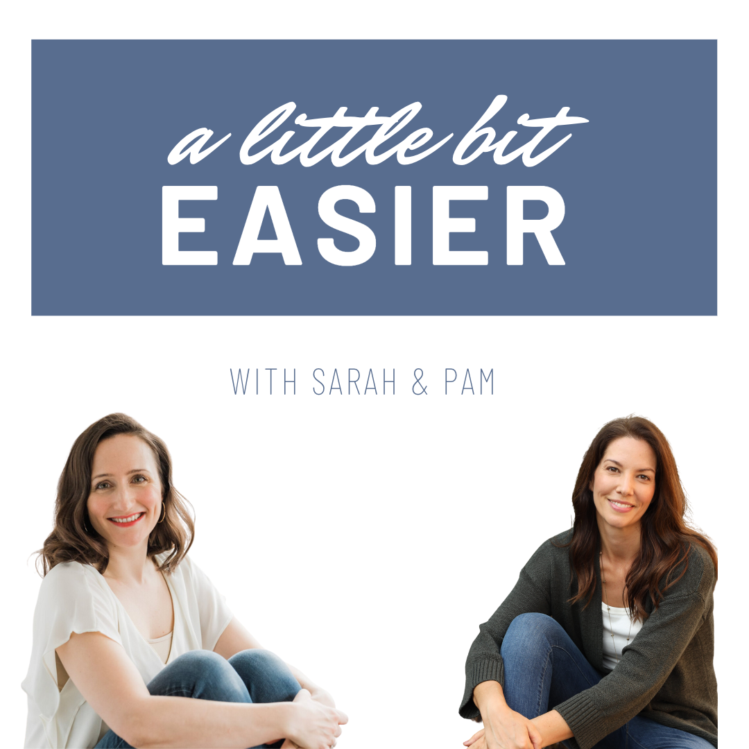 Sarah Lang and Pam Lund sitting under A Little Bit Easier logo